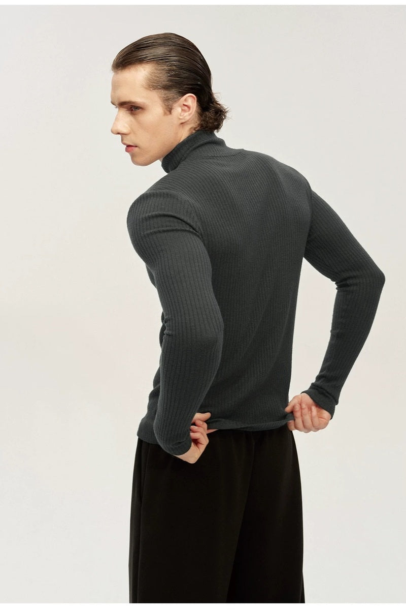 Button Neck Ribbed Sweater — original product photograph