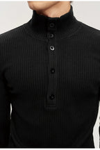 Button Neck Ribbed Sweater — original product photograph