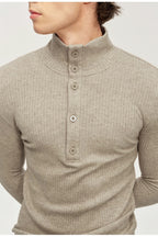 Button Neck Ribbed Sweater — original product photograph