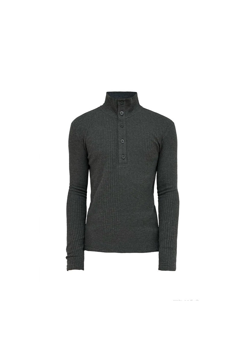 Button Neck Ribbed Sweater — original product photograph