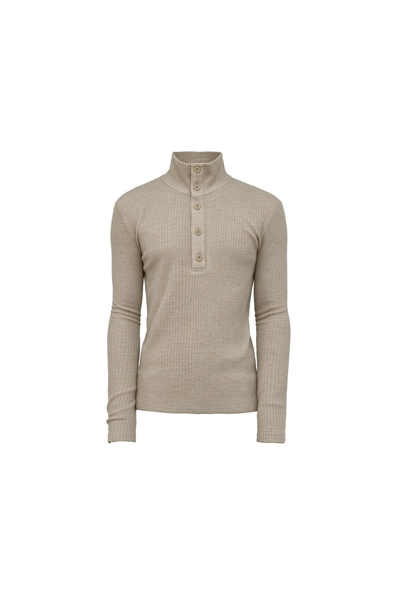 Button Neck Ribbed Sweater — original product photograph