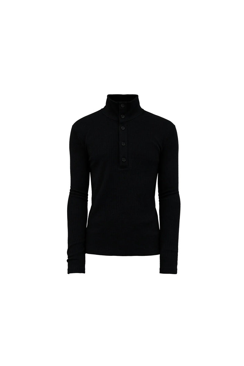 Button Neck Ribbed Sweater — original product photograph