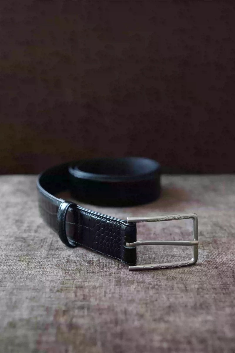 Croc Embossed Cowhide Belt — original product photograph