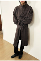 Belted Check Magnetic Closure Coat — original product photograph
