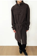 Belted Check Magnetic Closure Coat — original product photograph