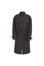 Belted Check Magnetic Closure Coat — original product photograph