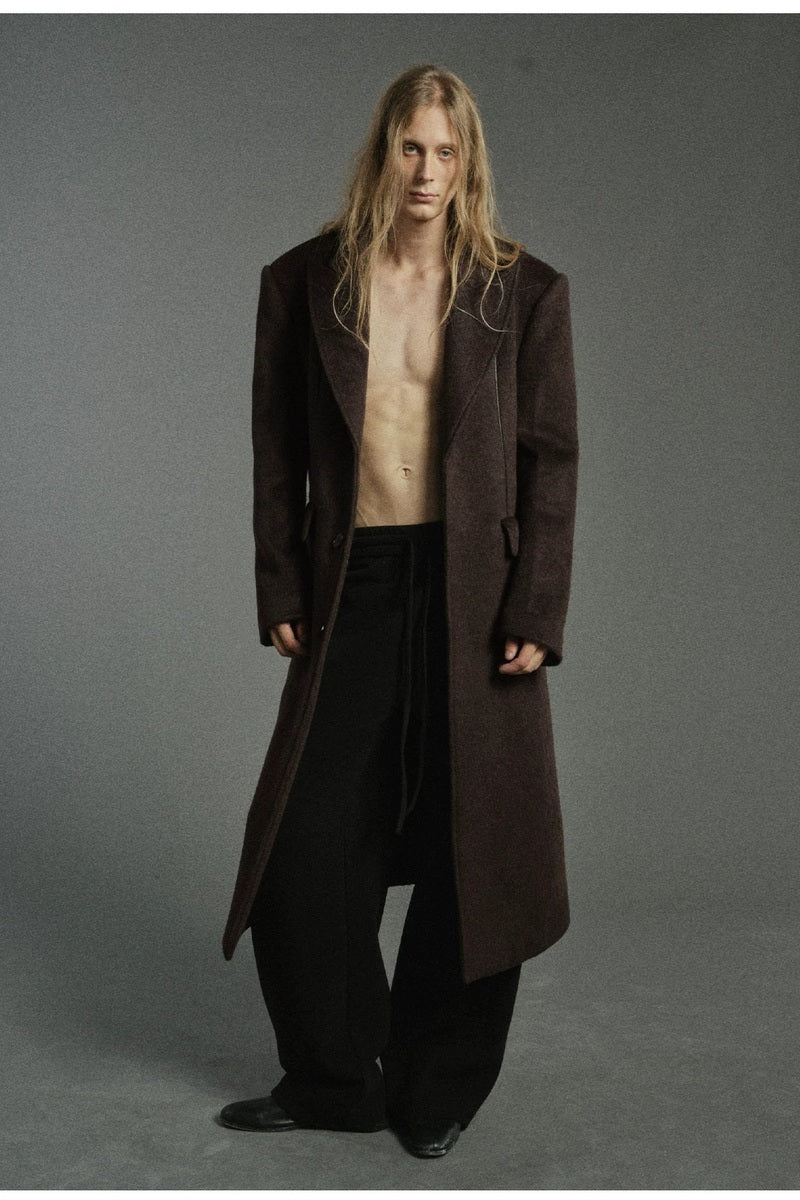 PU Trim Tailored Wool Blend Coat — original product photograph