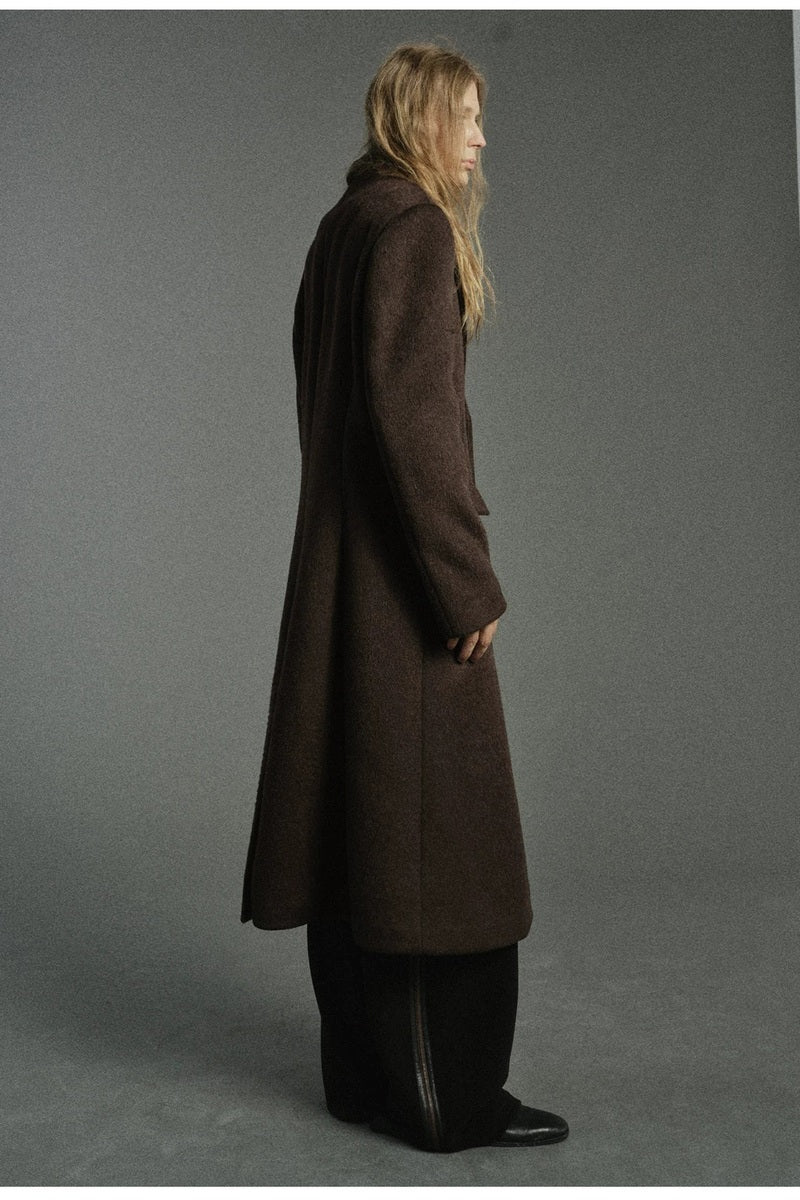 PU Trim Tailored Wool Blend Coat — original product photograph
