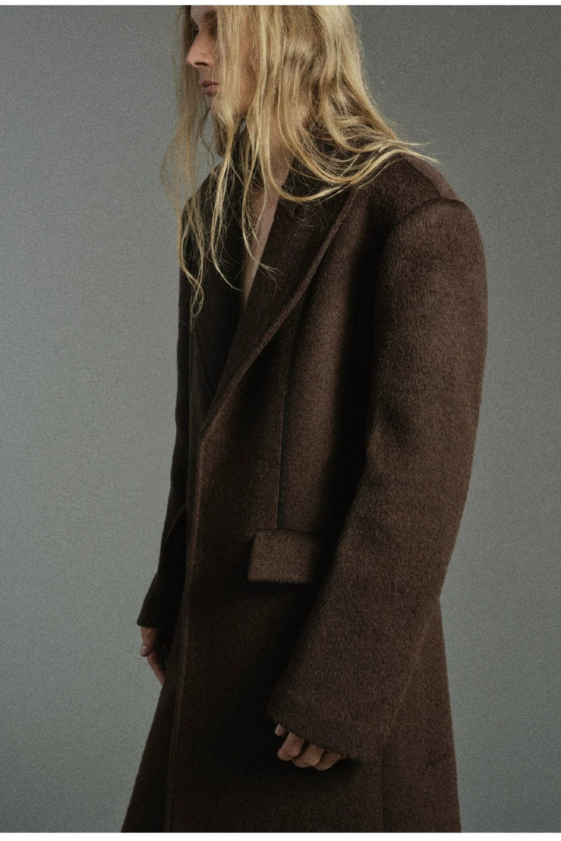 PU Trim Tailored Wool Blend Coat — original product photograph
