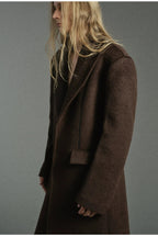 PU Trim Tailored Wool Blend Coat — original product photograph