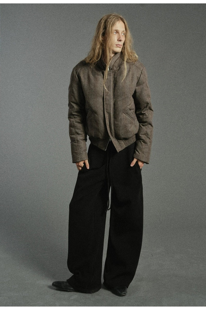 Layered Collar Plaid Down Jacket — original product photograph