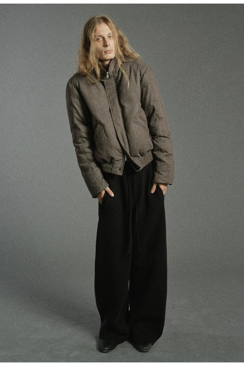 Layered Collar Plaid Down Jacket — original product photograph