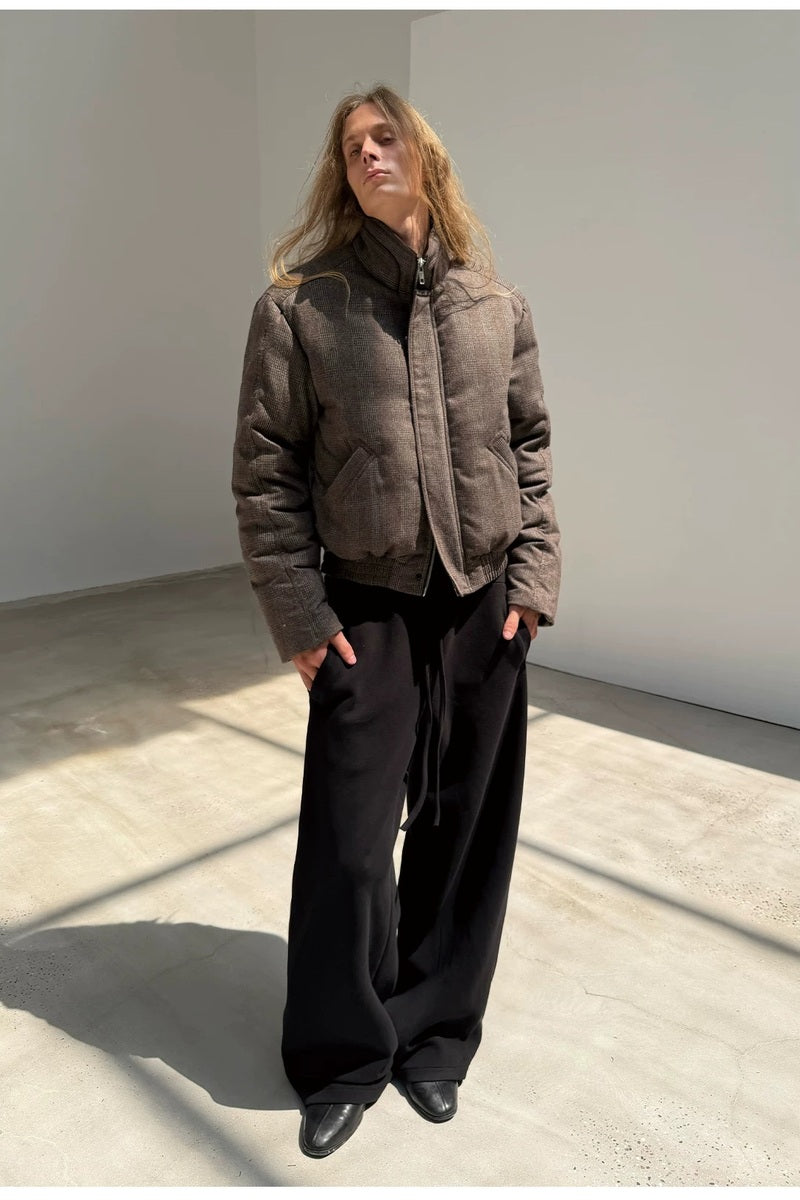 Layered Collar Plaid Down Jacket — original product photograph