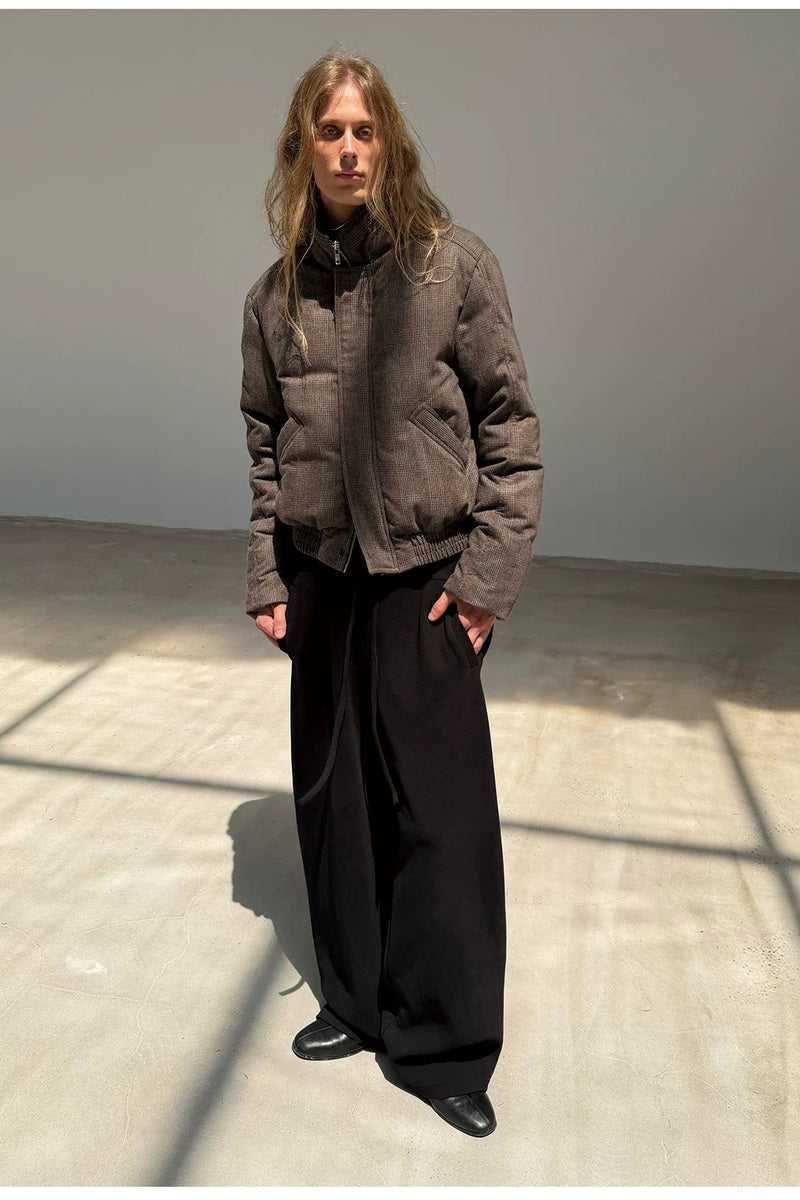 Layered Collar Plaid Down Jacket — original product photograph