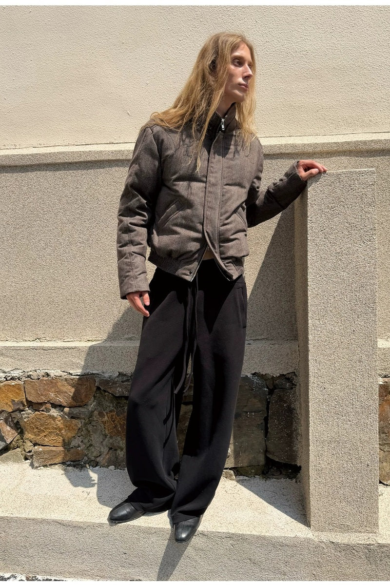 Layered Collar Plaid Down Jacket — original product photograph