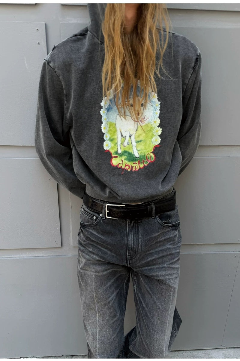 Washed Lamb Graphic Hoodie — original product photograph