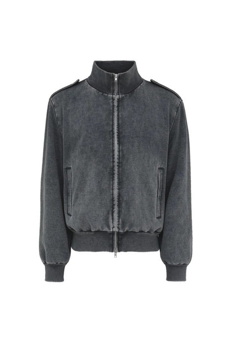 Washed Epaulet Zip Sweatshirt — original product photograph