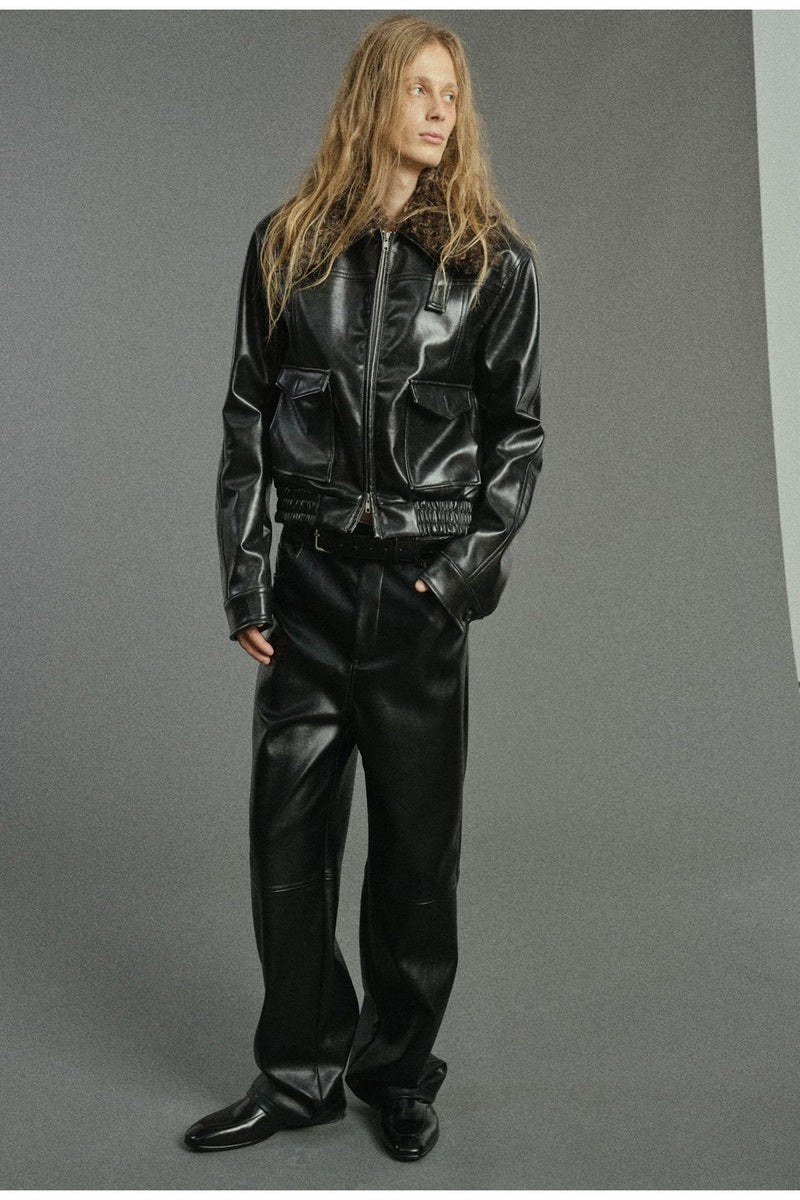 Panel Knee PU Trousers — original product photograph