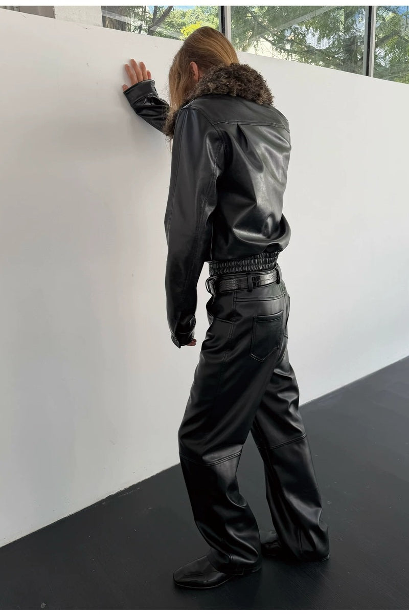 Panel Knee PU Trousers — original product photograph