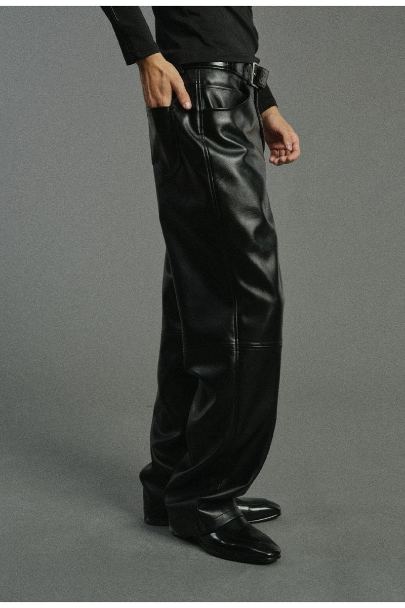 Panel Knee PU Trousers — original product photograph