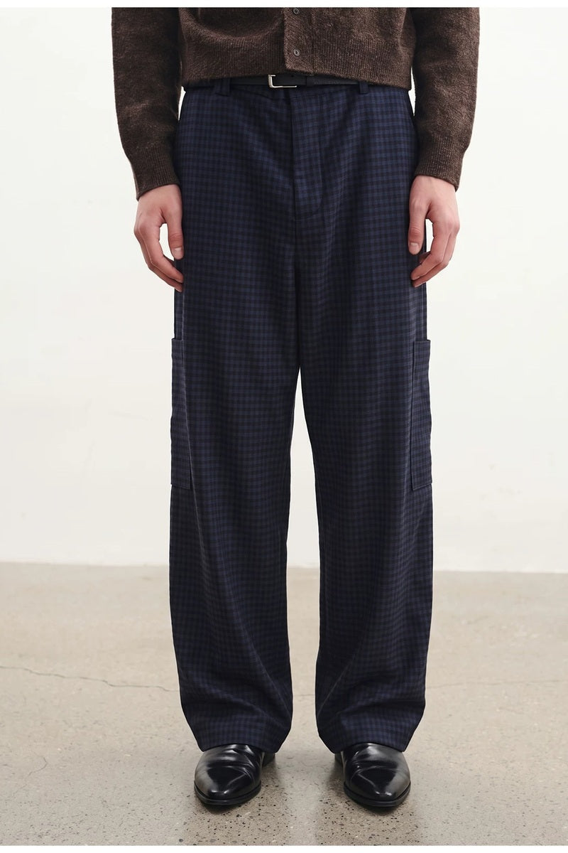 Blue Check Contrast Pocket Trousers — original product photograph