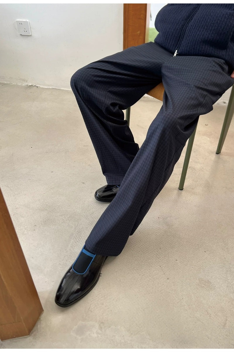 Blue Check Contrast Pocket Trousers — original product photograph
