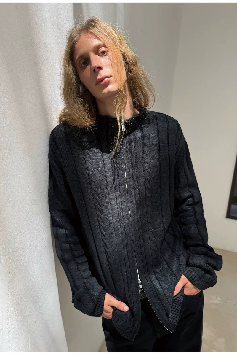 Cable Knit Zip Cardigan — original product photograph