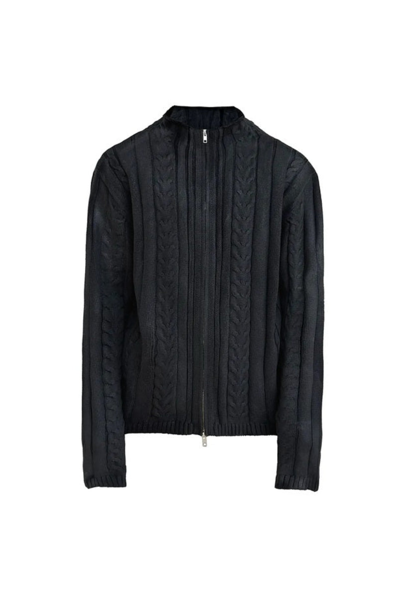 Cable Knit Zip Cardigan — original product photograph