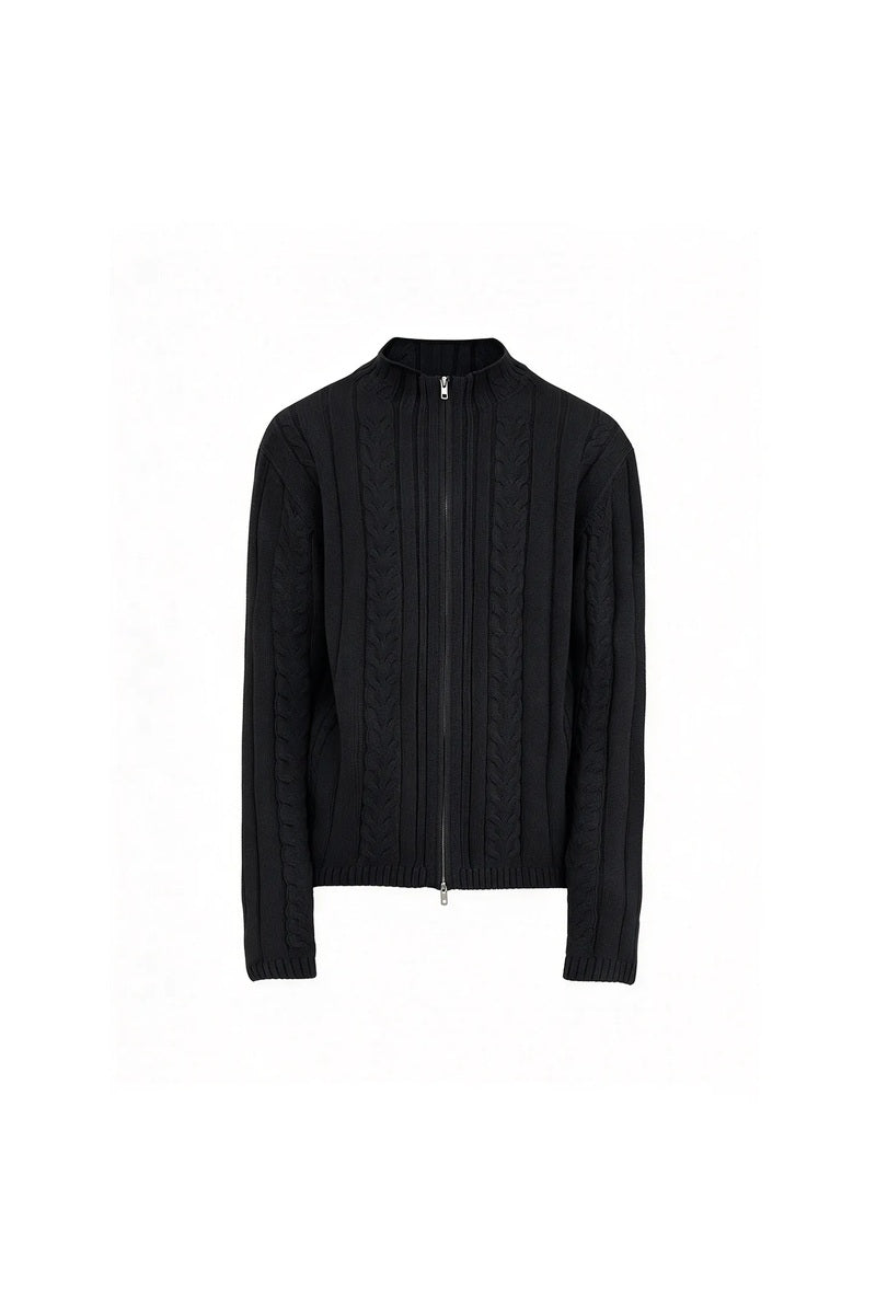 Cable Knit Zip Cardigan — original product photograph