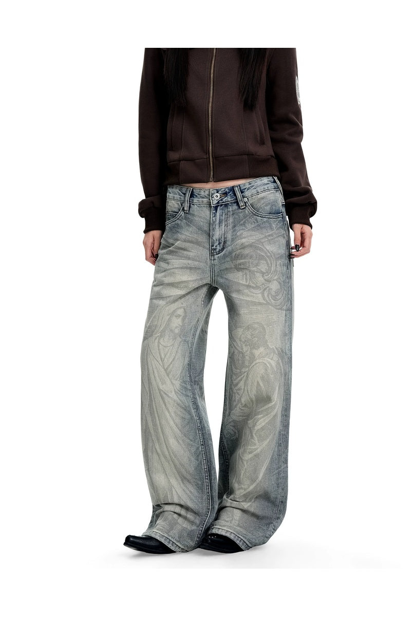 Laser Portrait Wide Leg Jeans