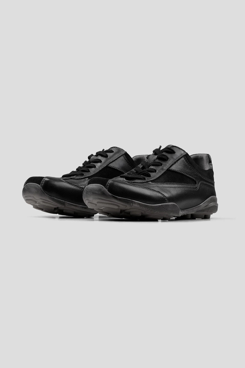 Layered Cowhide Panel Sneakers - Black - view 2