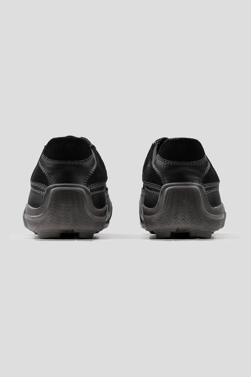 Layered Cowhide Panel Sneakers - Black - view 3