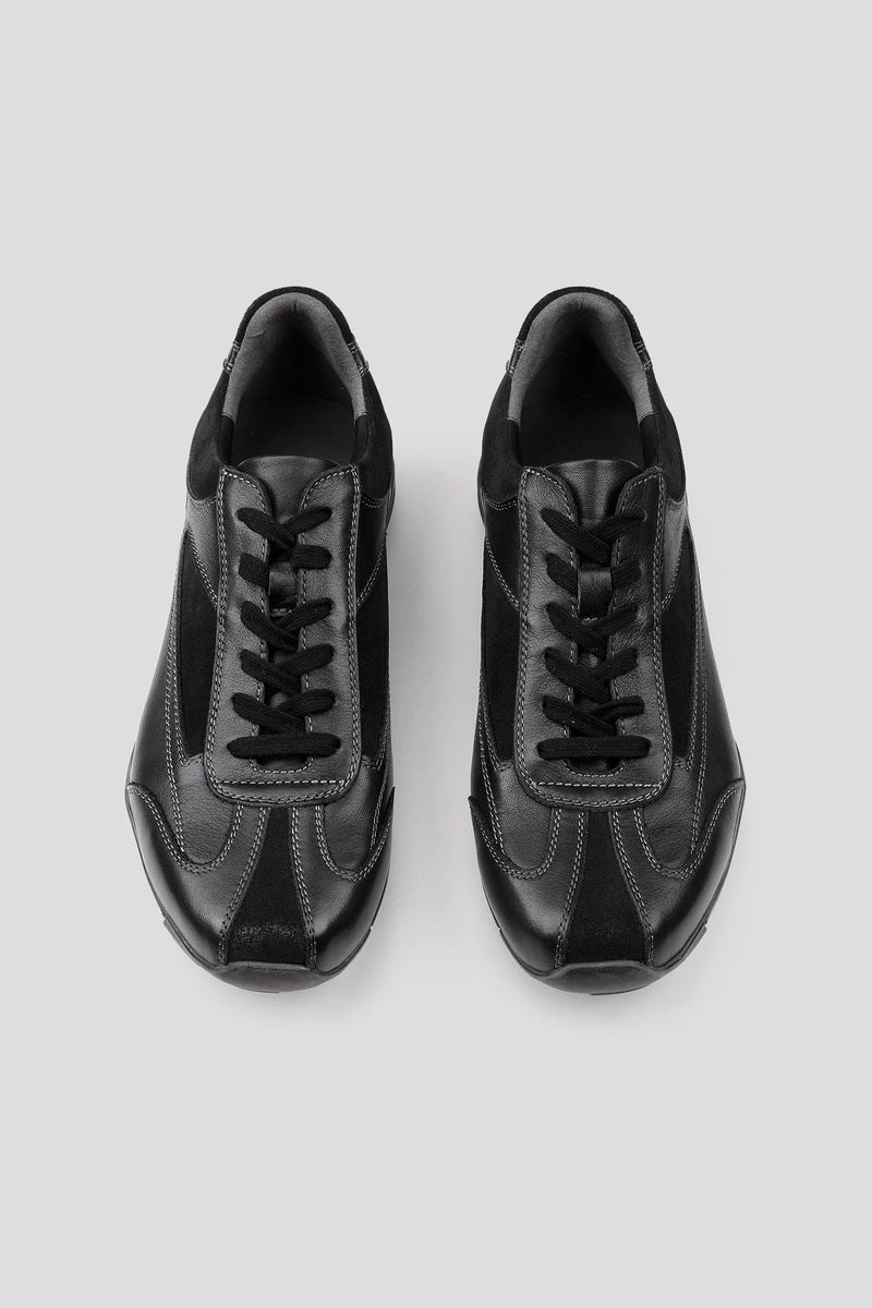 Layered Cowhide Panel Sneakers - Black - view 5