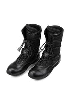 Leather Lace Up Boxing Boots - Black - three-quarter pair view