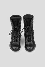Leather Lace Up Boxing Boots - Black - view 5