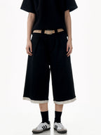 Raw Hem Patch Crop Shorts