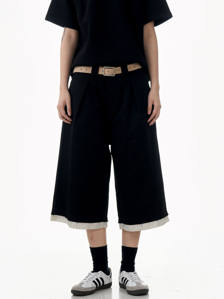 Raw Hem Patch Crop Trousers