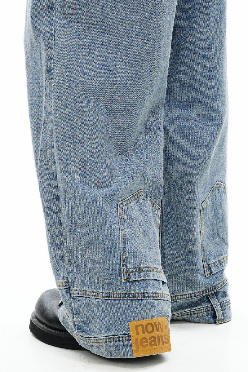 Inverted Washed Wide-Leg Jeans