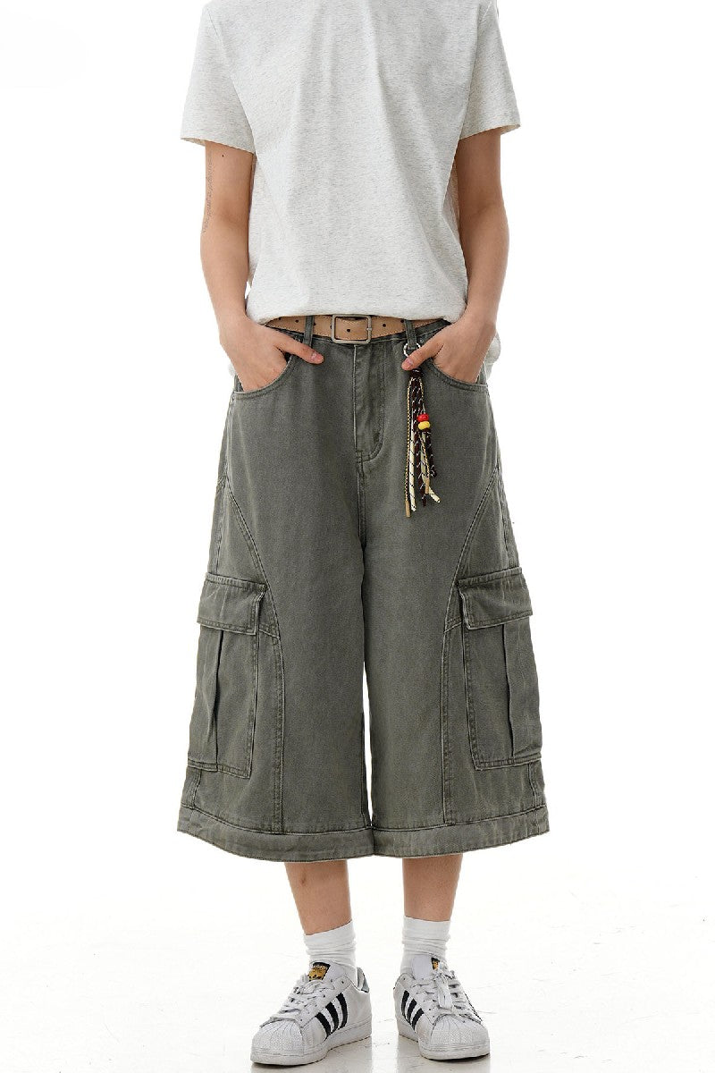 Faded Multi Pocket Crop Shorts