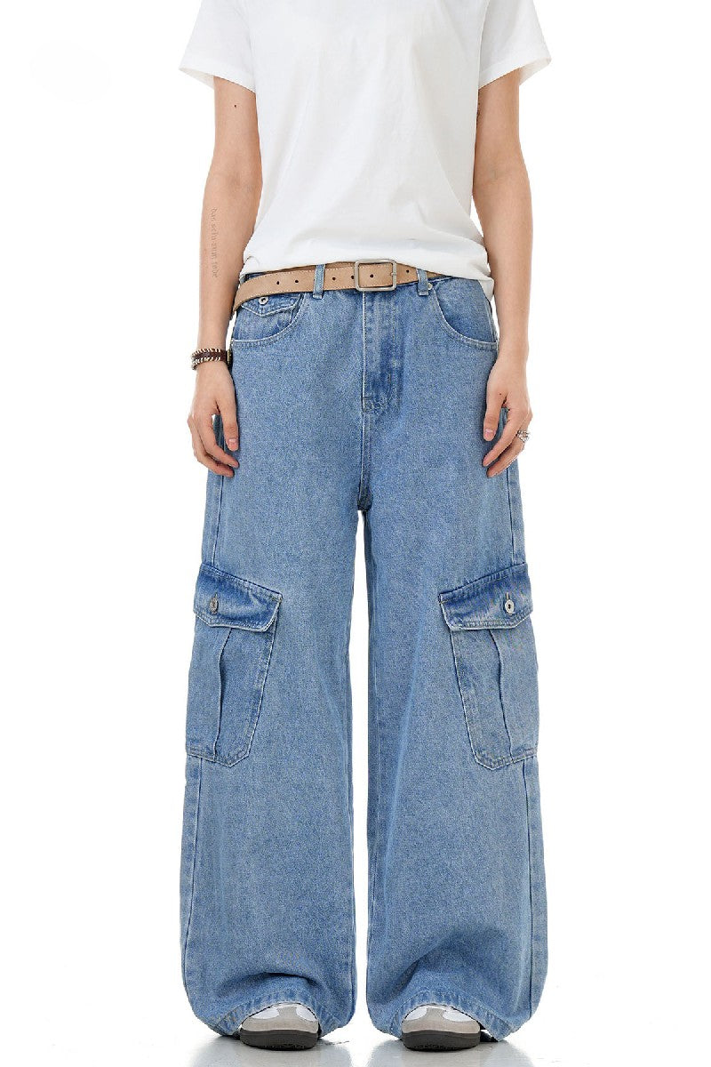 Washed Multi Pocket Cargo Jeans