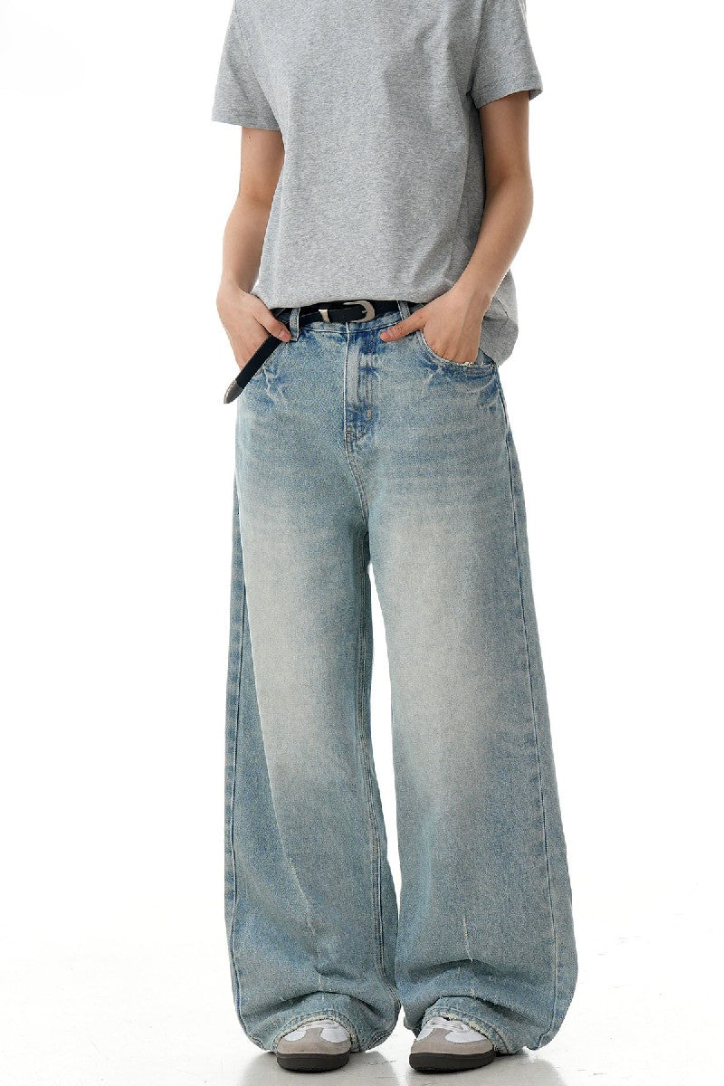 Washed Textured Straight Jeans