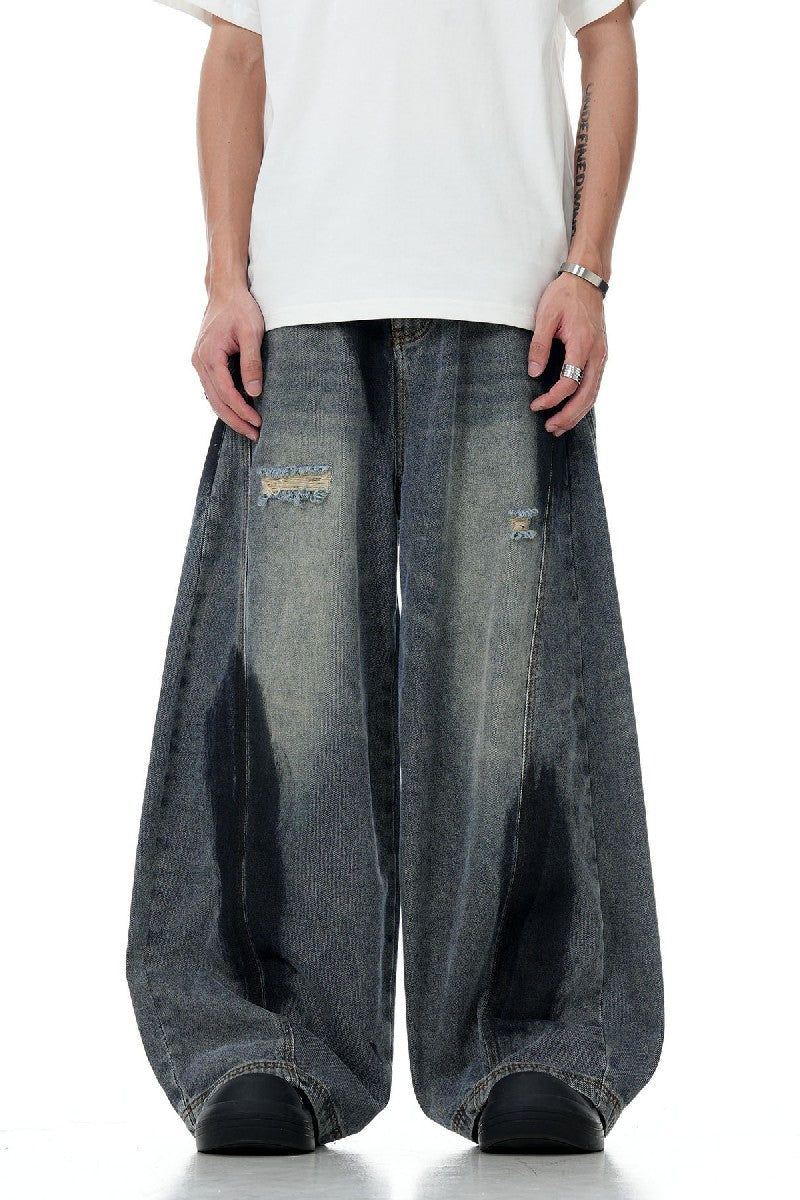 Graffiti Ripped Lantern Jeans