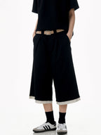 Raw Hem Patch Crop Shorts