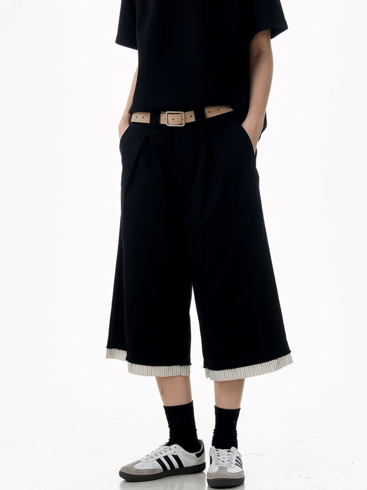 Raw Hem Patch Crop Trousers