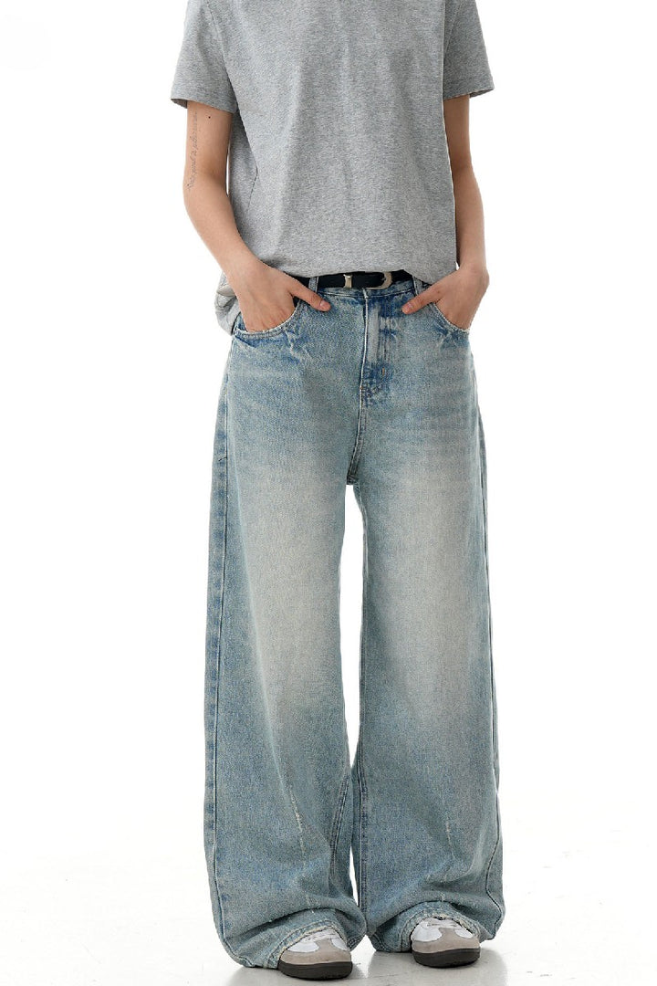 Washed Textured Straight Jeans