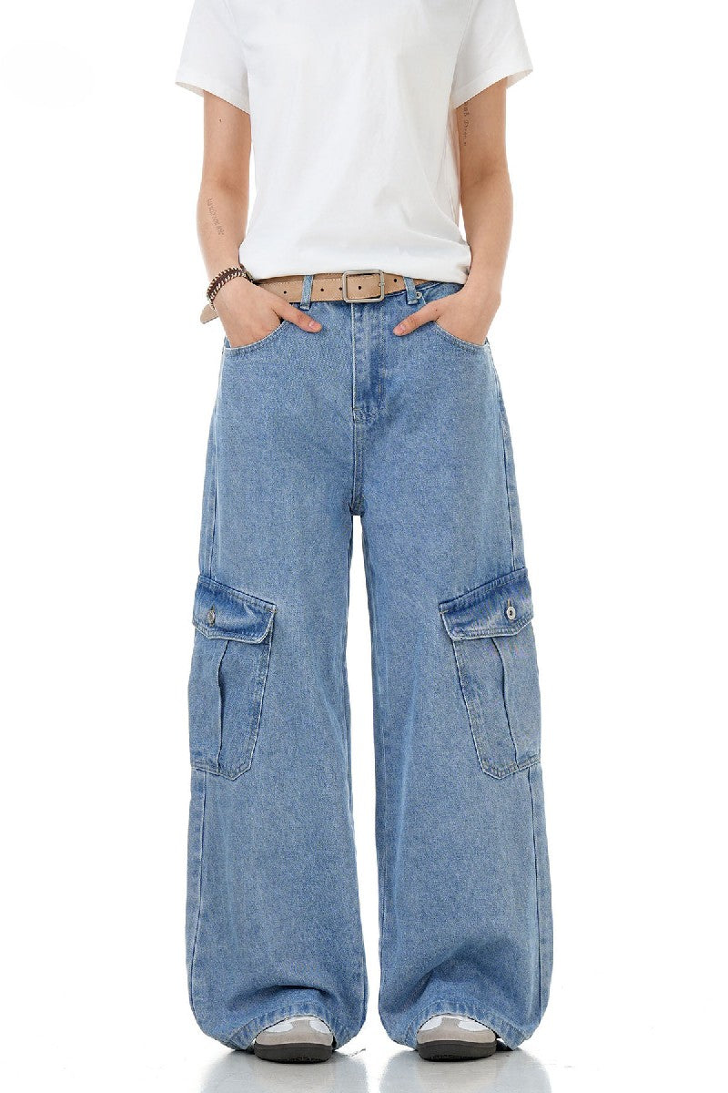 Washed Multi Pocket Cargo Jeans