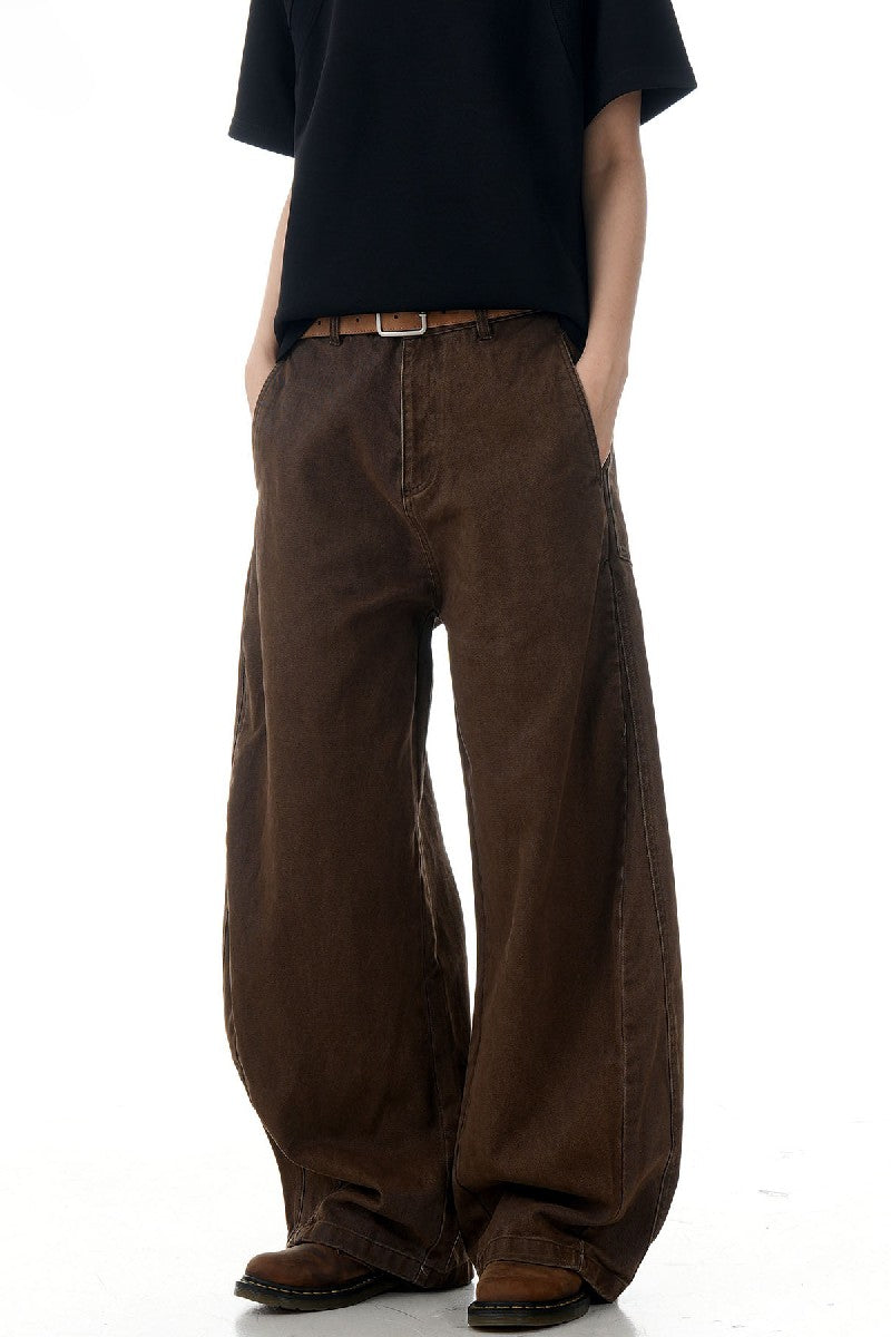Washed Cargo Straight Trousers