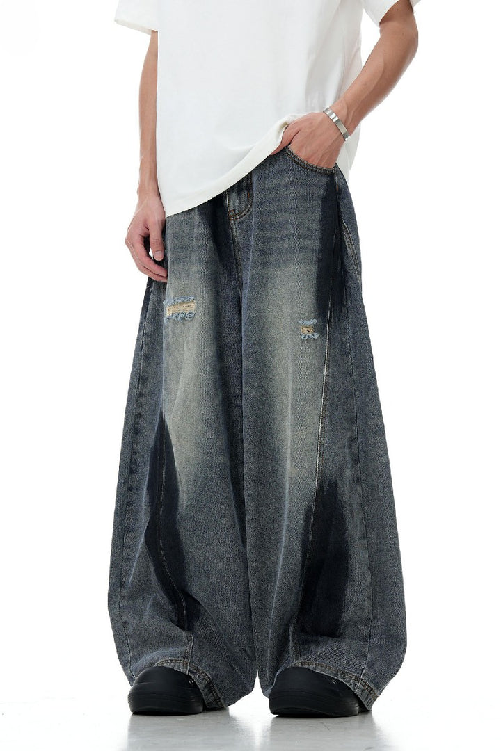 Graffiti Ripped Lantern Jeans