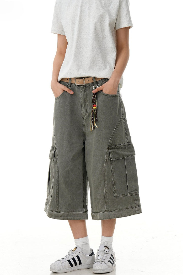 Faded Multi Pocket Crop Shorts