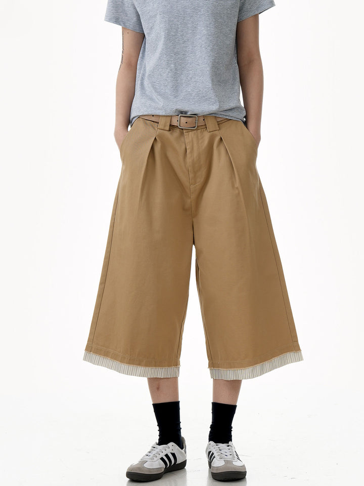 Raw Hem Patch Crop Trousers